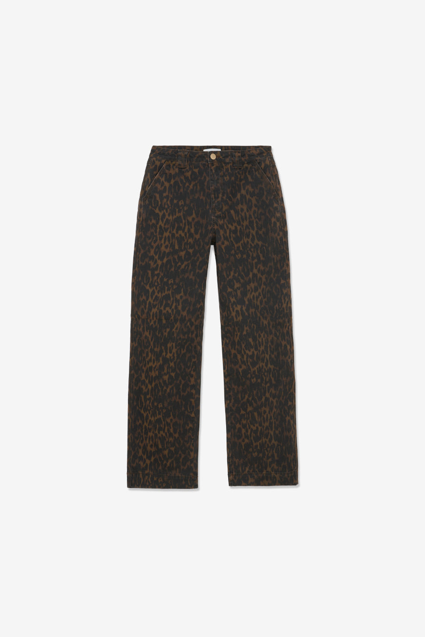 Pantalon Isore imprimé léopard large, packshot produit à plat sur fond blanc.