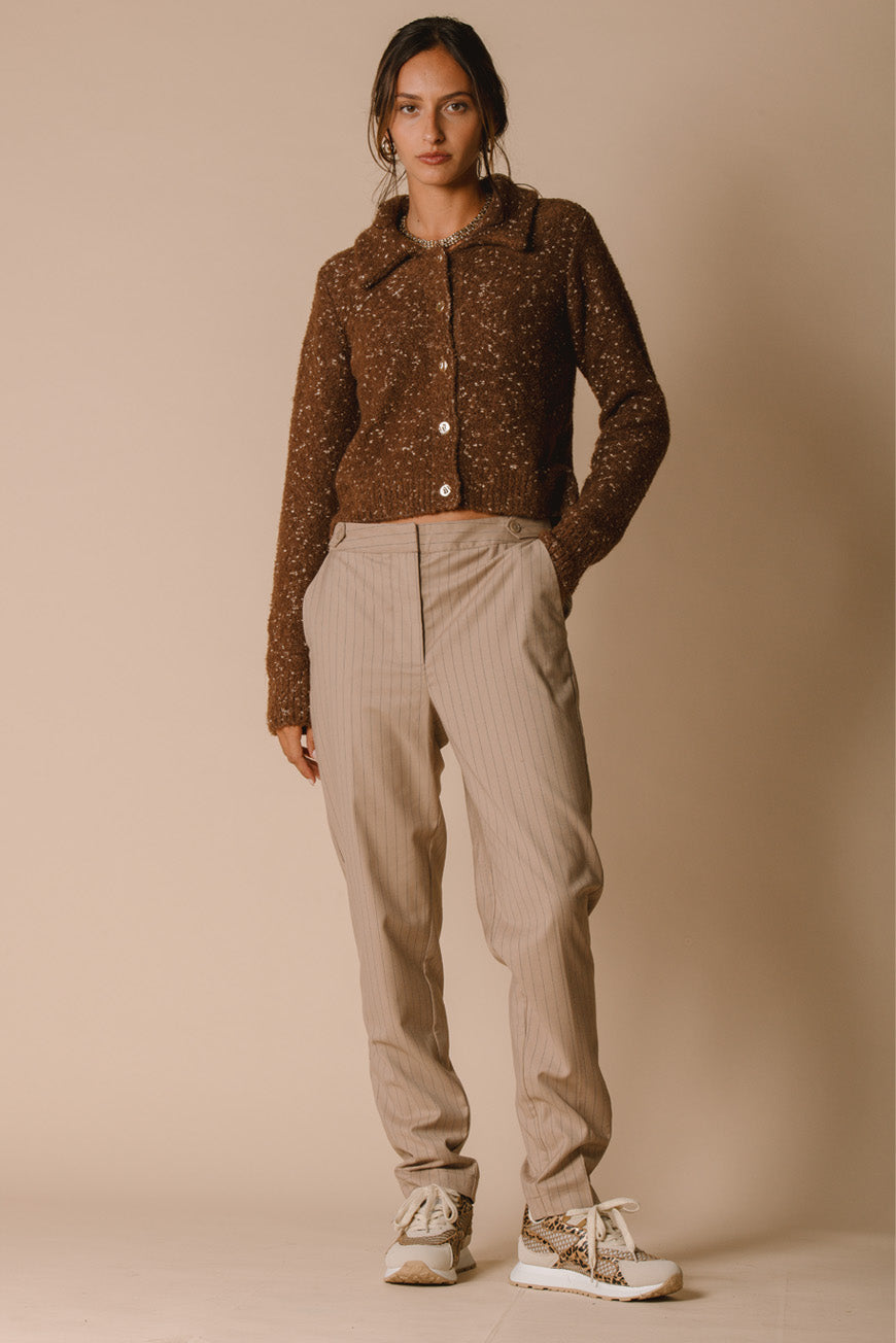 PANTALON PIATO BRUN RAYURES