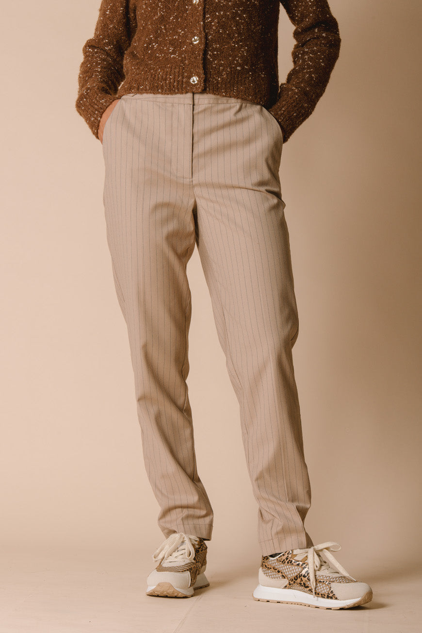 PANTALON PIATO BRUN RAYURES