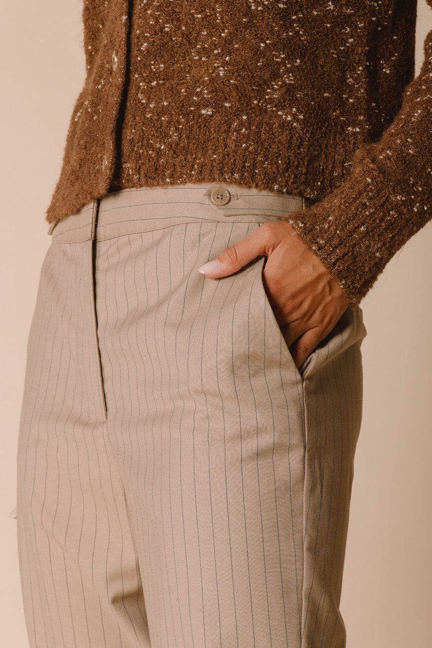 PANTALON PIATO BRUN RAYURES