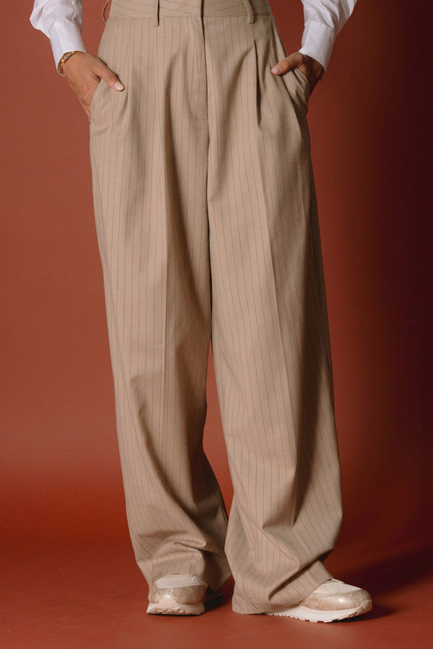 PANTALON JENNEFER BRUN RAYURES