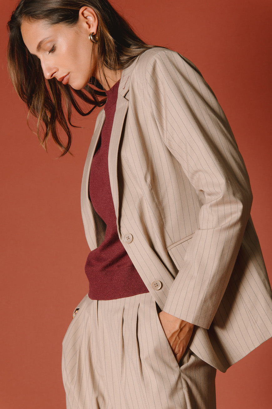VESTE PAULE BRUN RAYURES
