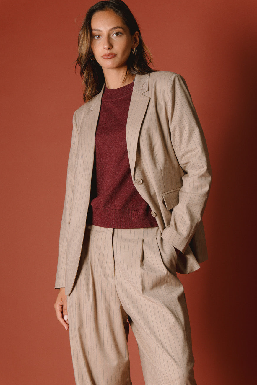 VESTE PAULE BRUN RAYURES