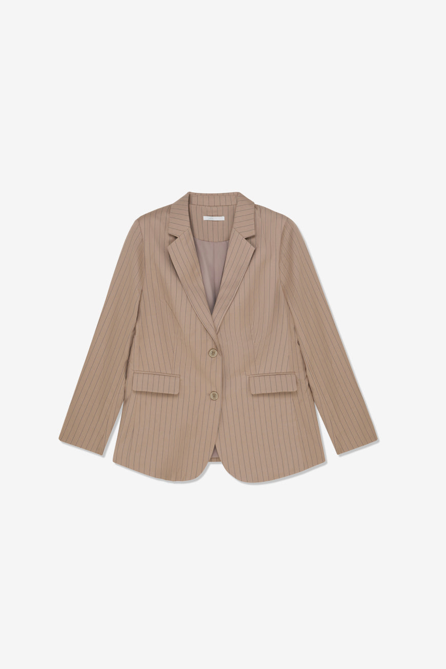 Veste Paule beige à fines rayures, vue à plat