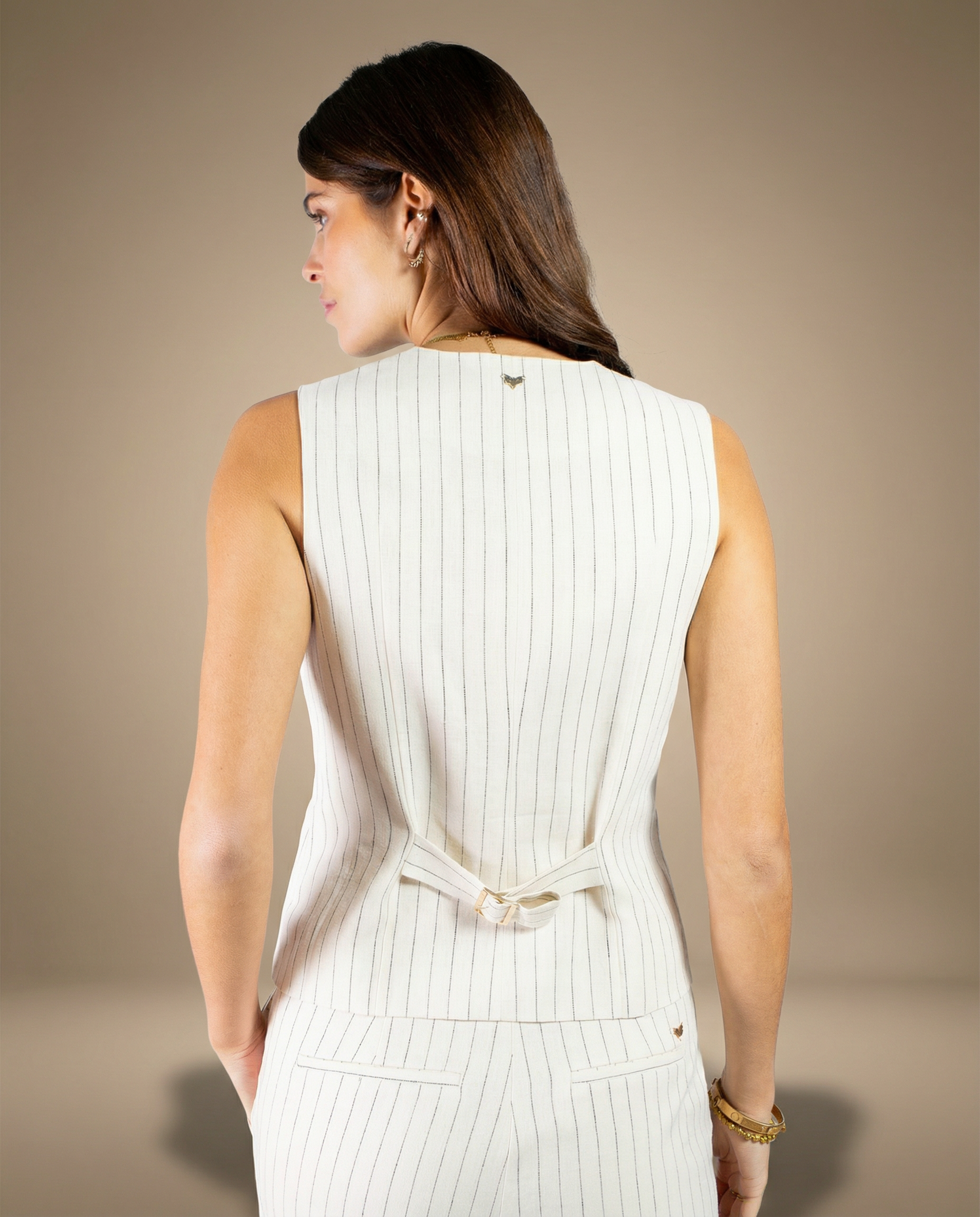 GILET JESSIA NATUREL RAYURES