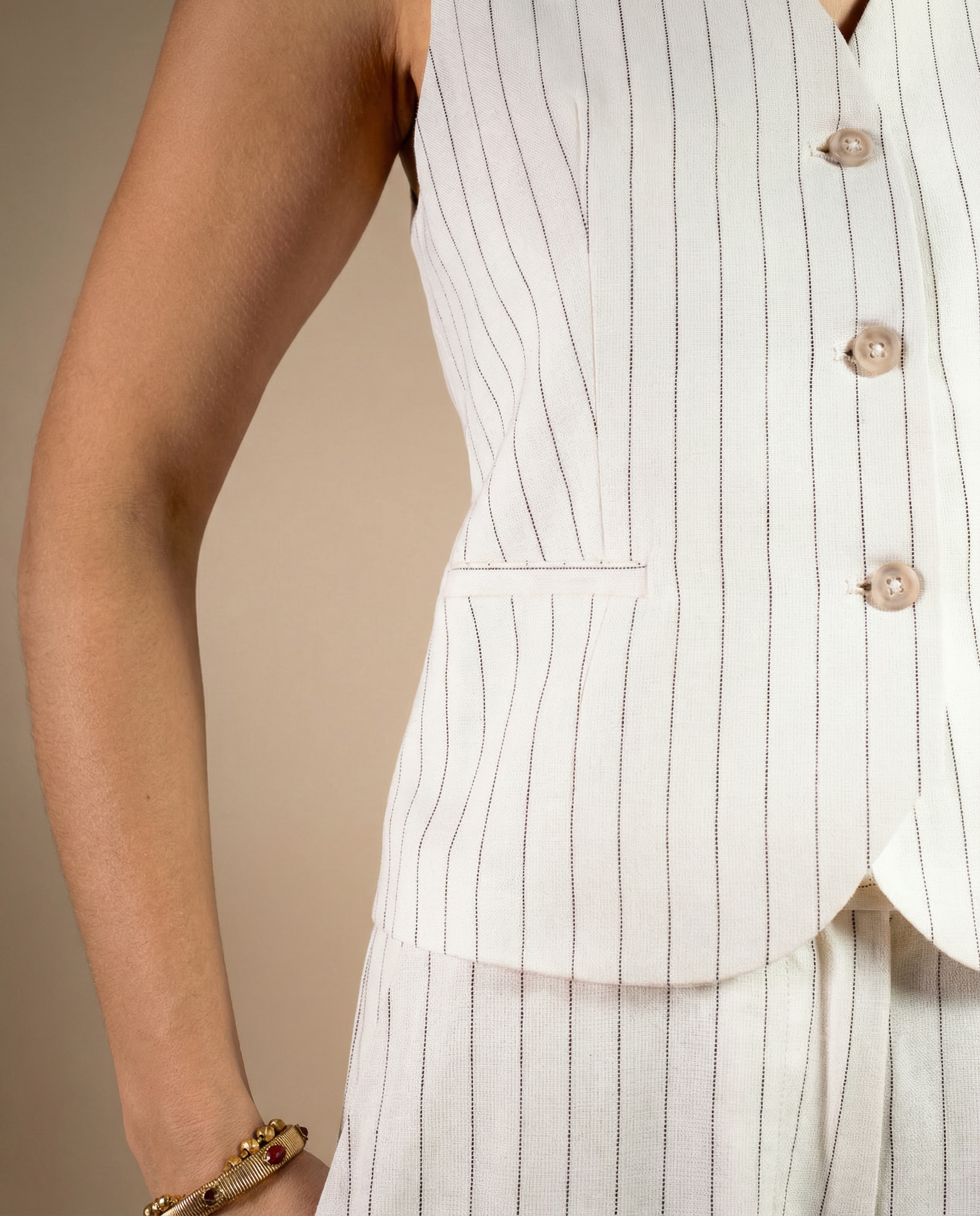 GILET JESSIA NATUREL RAYURES