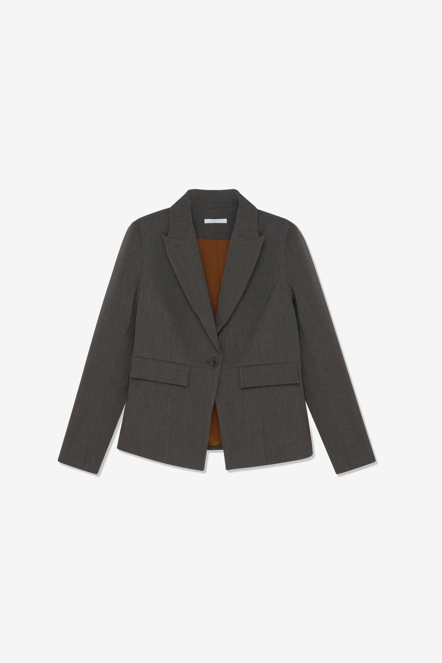 Veste Pierreline grise à un bouton, vue à plat
