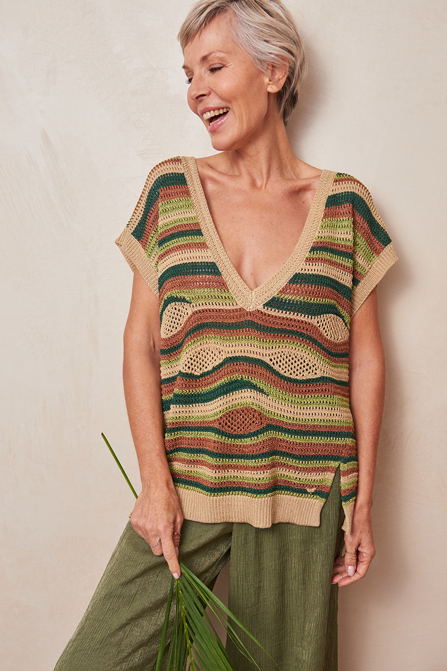 PULL SANS MANCHES EN CROCHET IDE