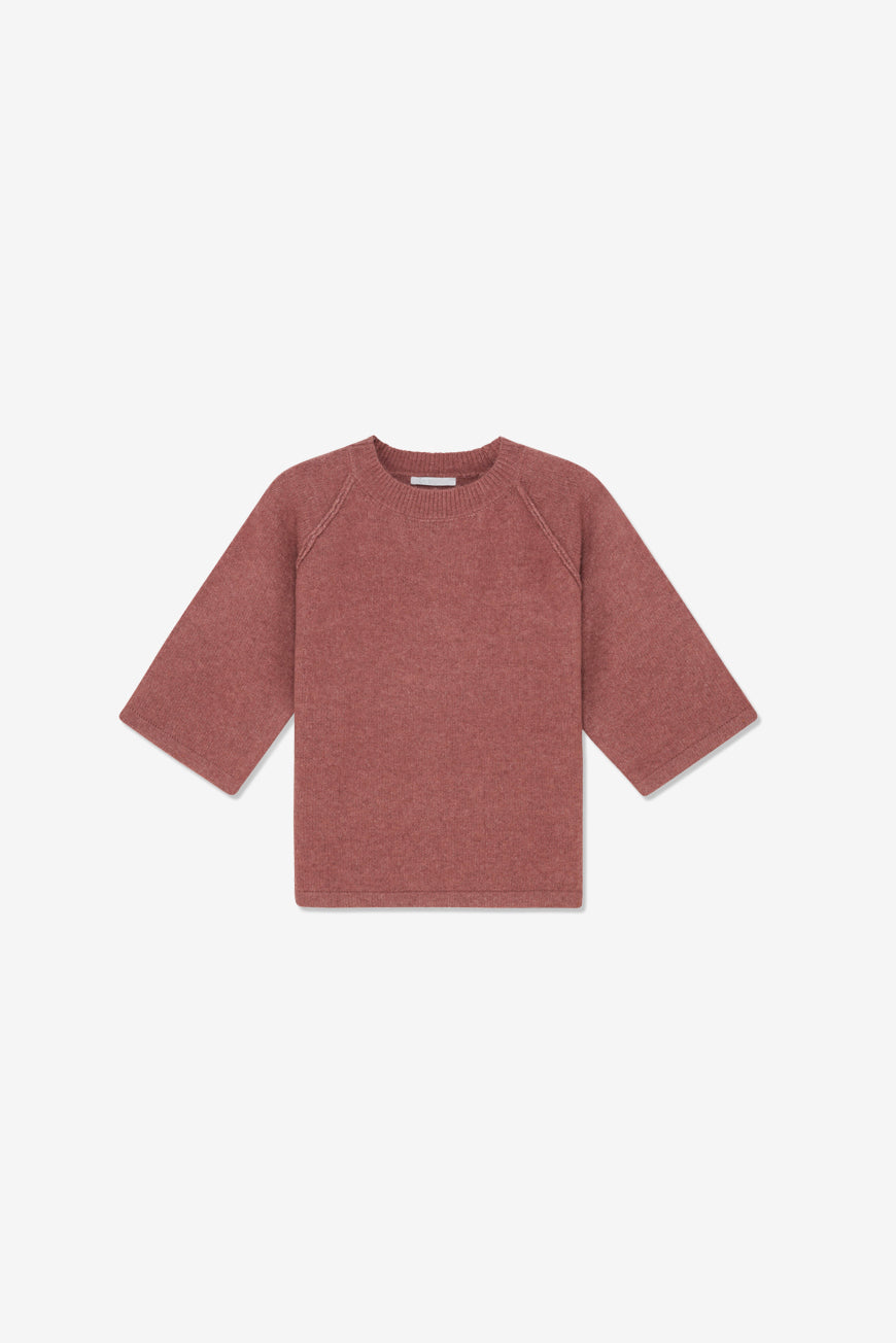 Pull Patsy rose à manches 3/4, vue à plat