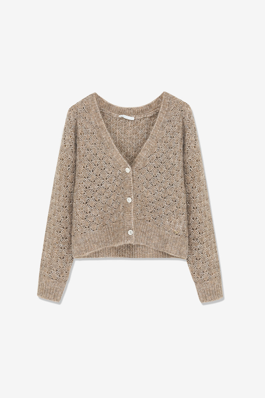 GILET MAILLE AJOUREE MEGHAN