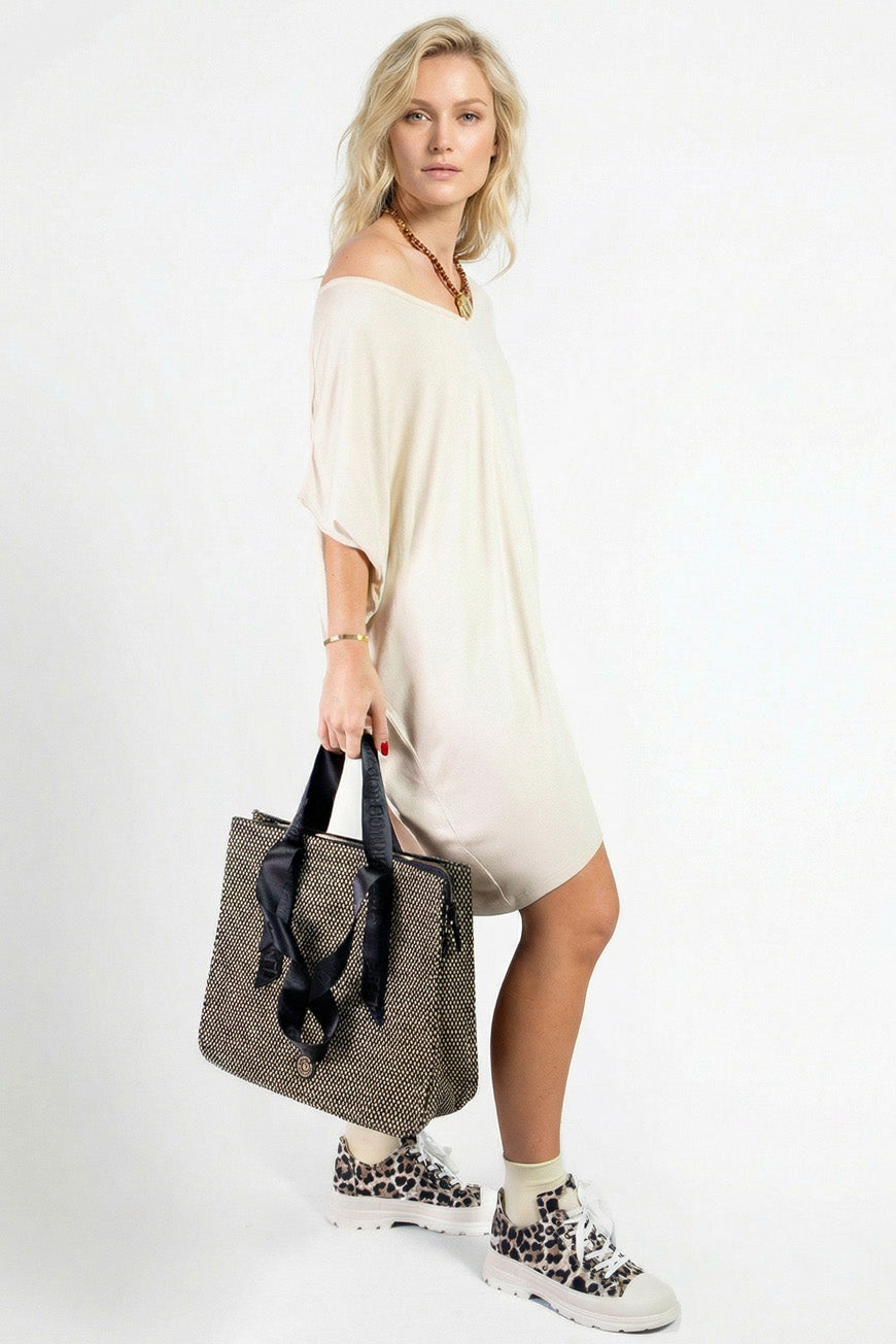 ROBE LILANDRA BEIGE FOIL