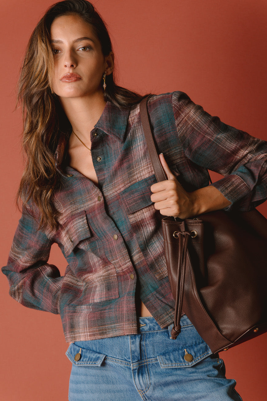 CHEMISE MARINELLE CARREAUX PLUM