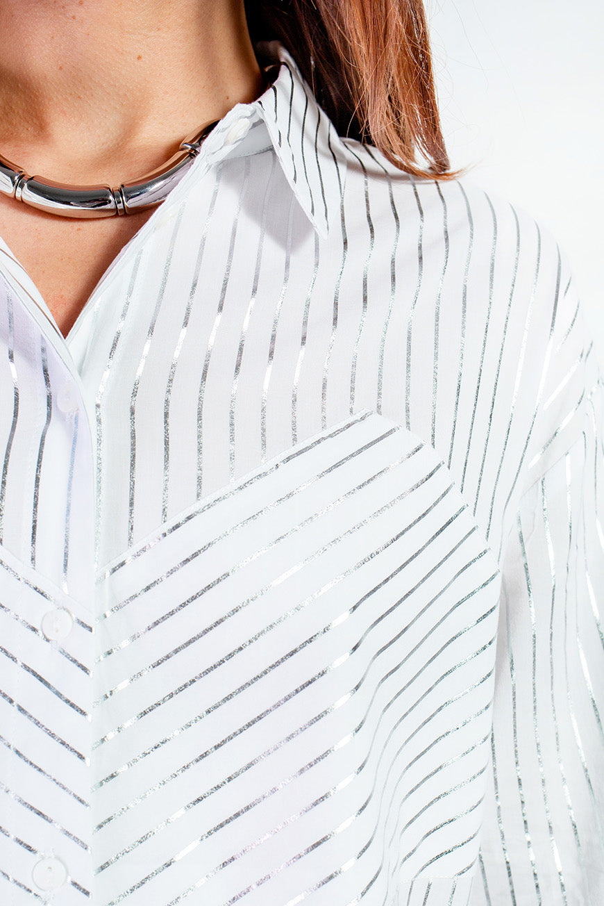 CHEMISE NAEVA RAYURES ARGENT