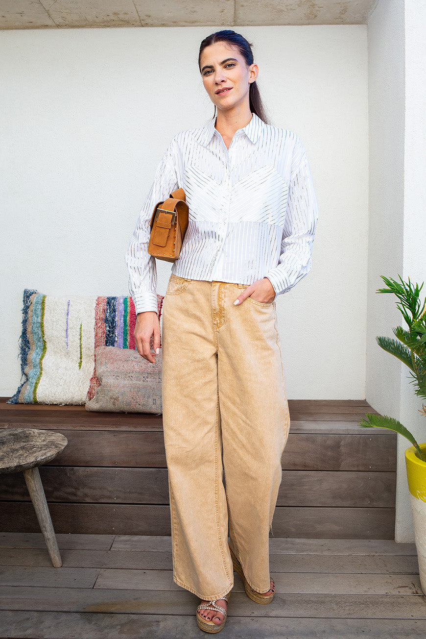 CHEMISE NAEVA RAYURES DORE