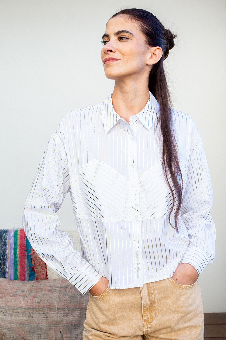 CHEMISE NAEVA RAYURES DORE
