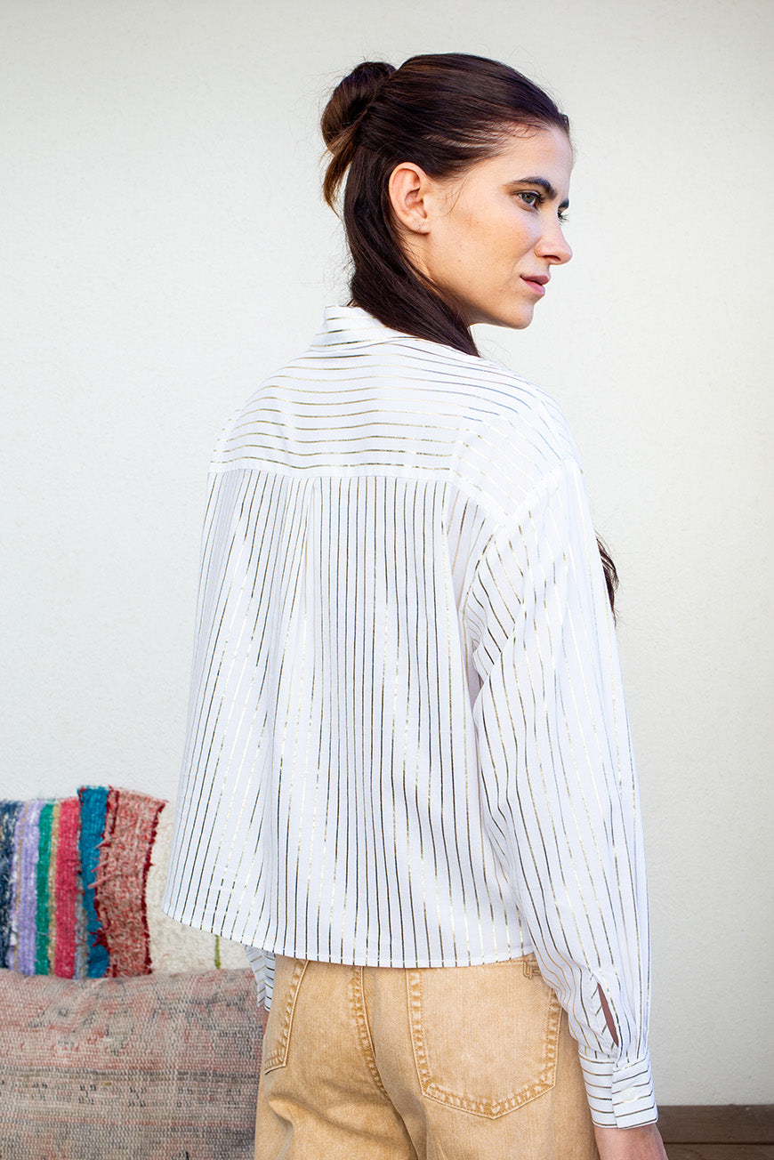 CHEMISE NAEVA RAYURES DORE