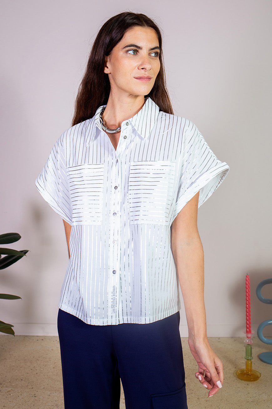 CHEMISE NABELLA RAYURES ARGENT