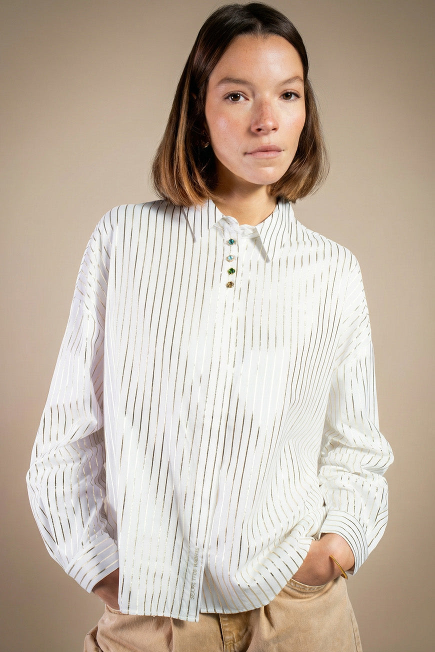 CHEMISE NAEMIE RAYURES DORE
