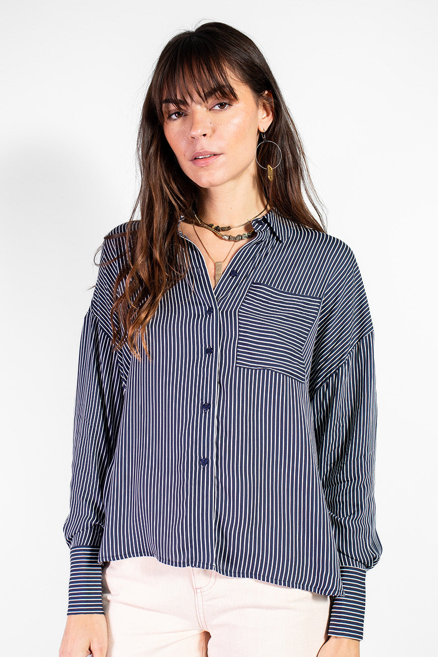 CHEMISE MELIE MARINE RAYURES