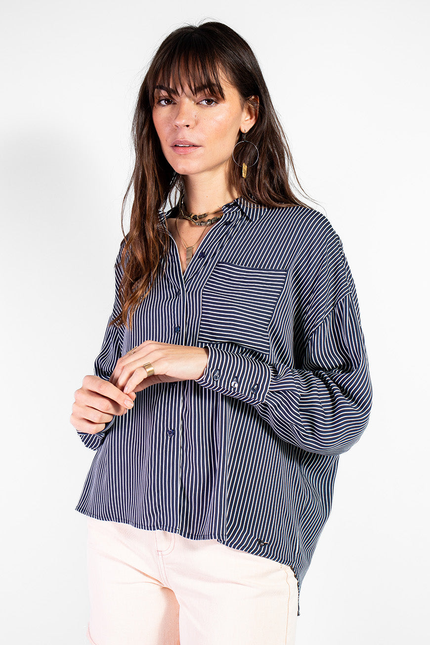 CHEMISE MELIE MARINE RAYURES