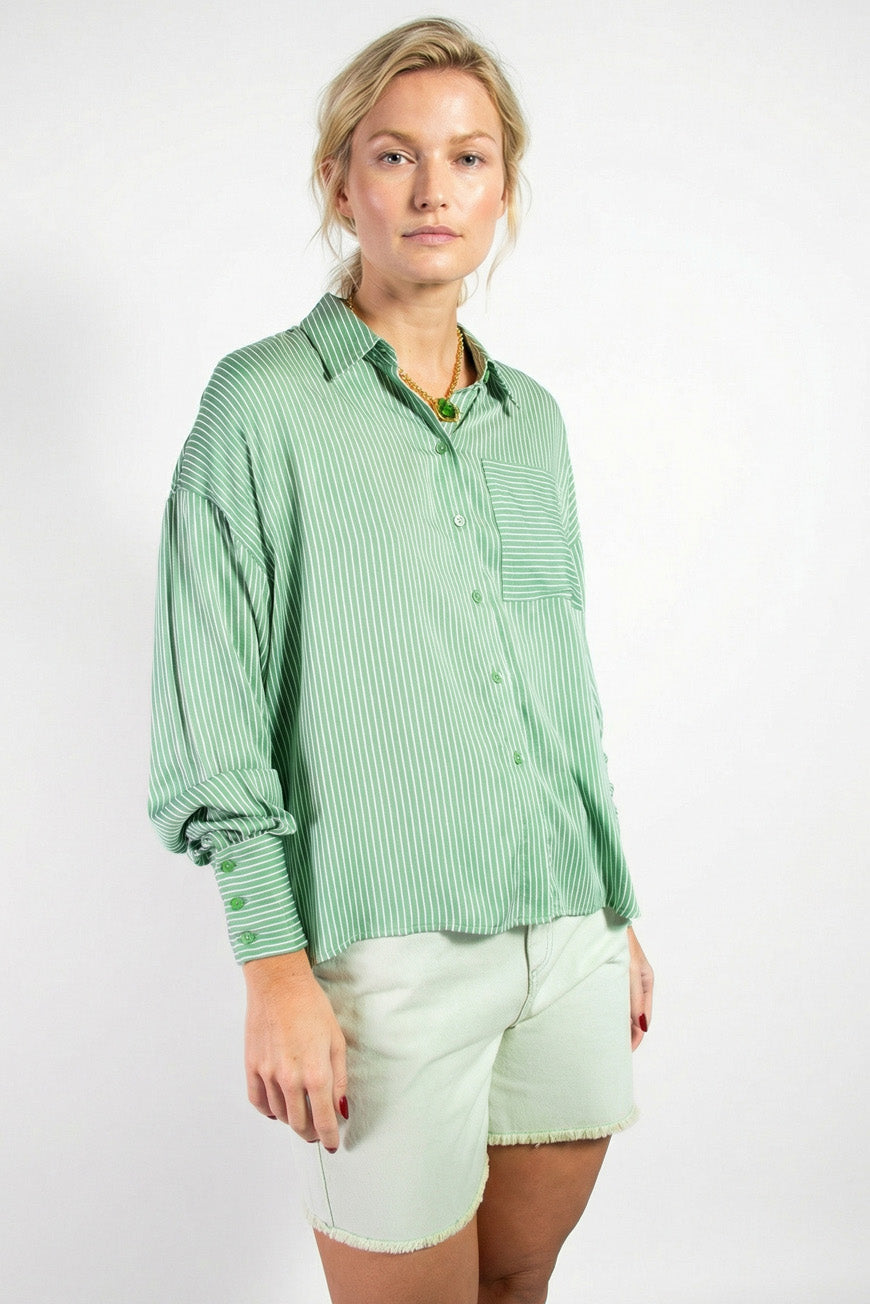 CHEMISE MELIE SAUGE RAYURES