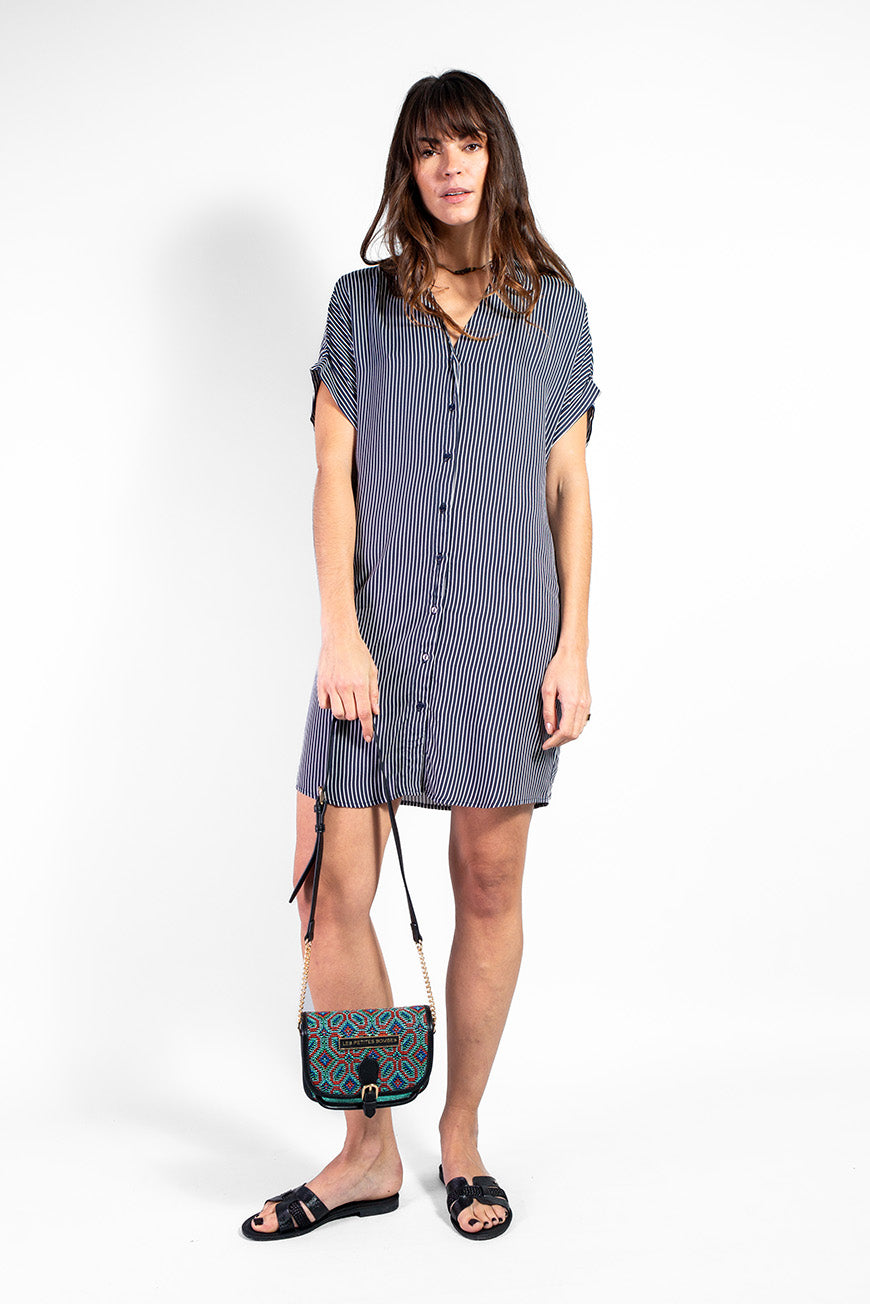 ROBE NASTASIA MARINE RAYURES