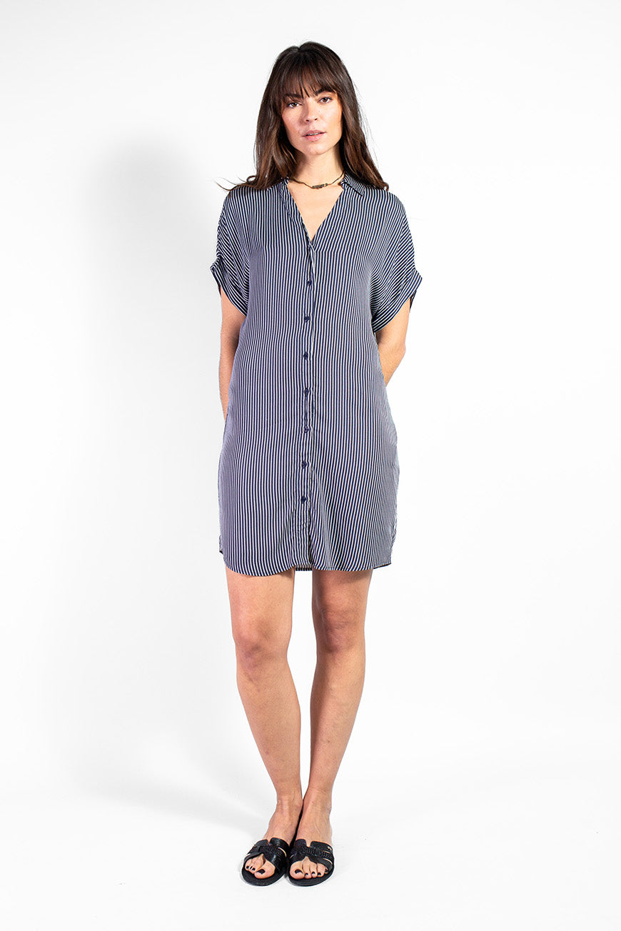 ROBE NASTASIA MARINE RAYURES
