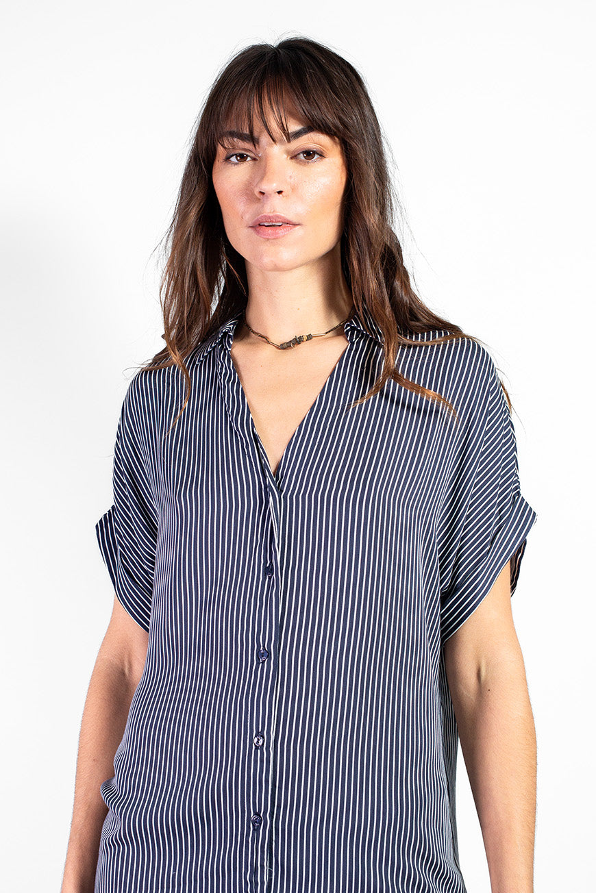 ROBE NASTASIA MARINE RAYURES