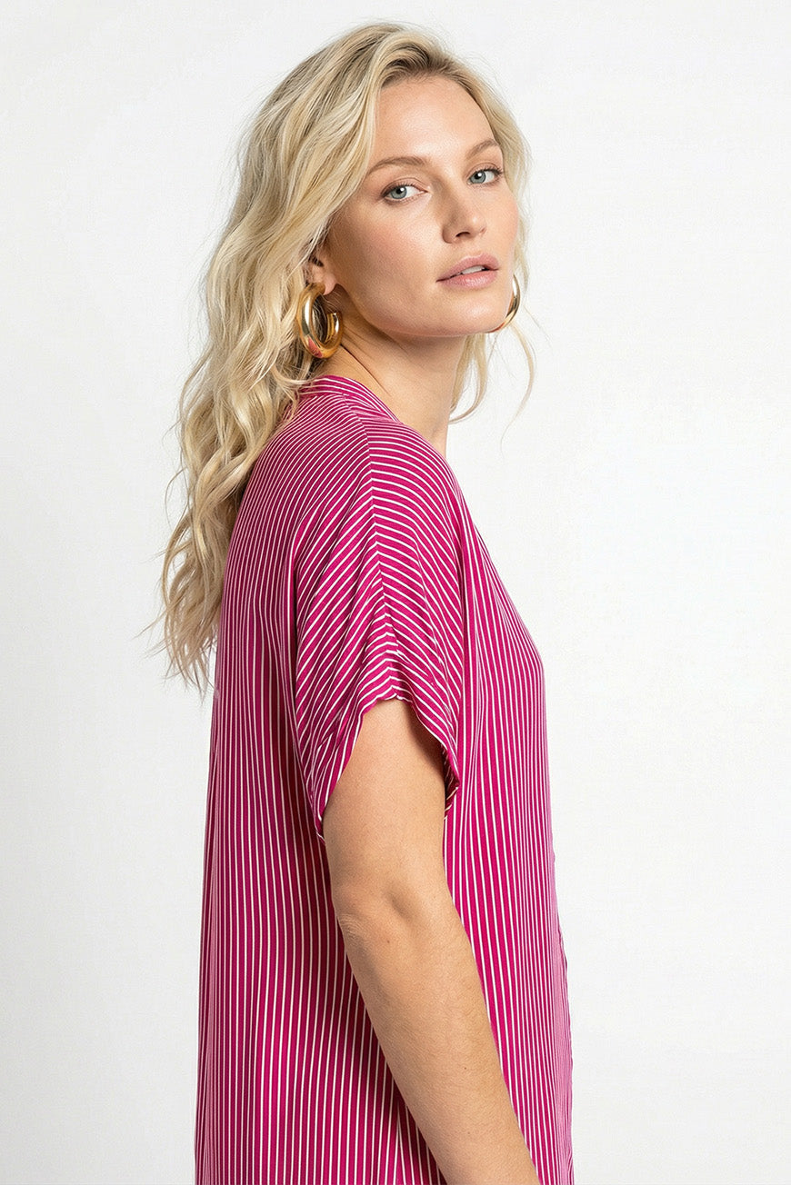 ROBE NASTASIA SANGRIA RAYURES