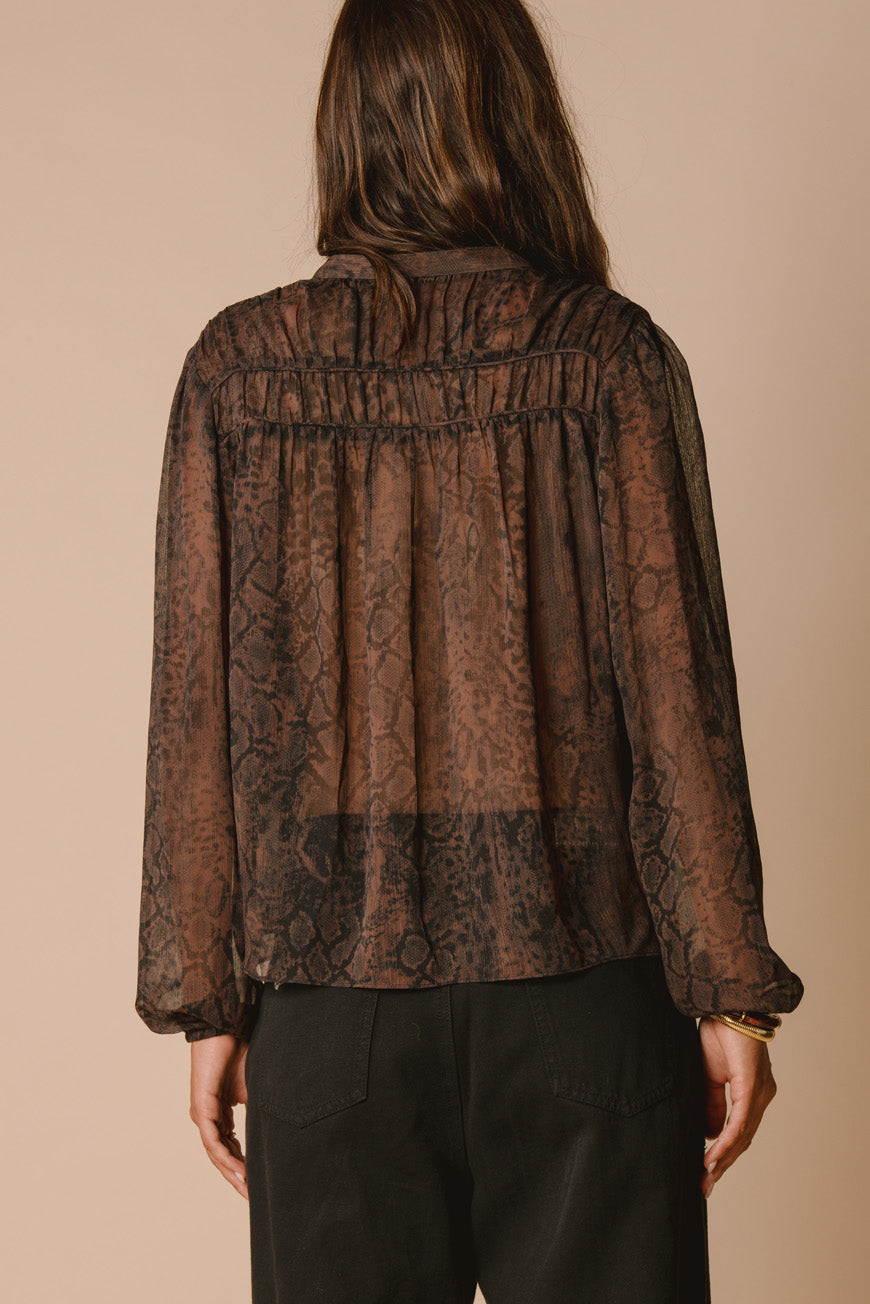 BLOUSE PALMINA PRINT BRUNE