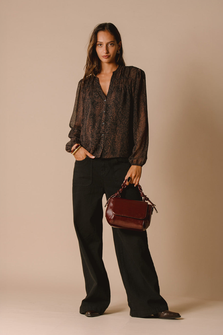 BLOUSE PALMINA PRINT BRUNE