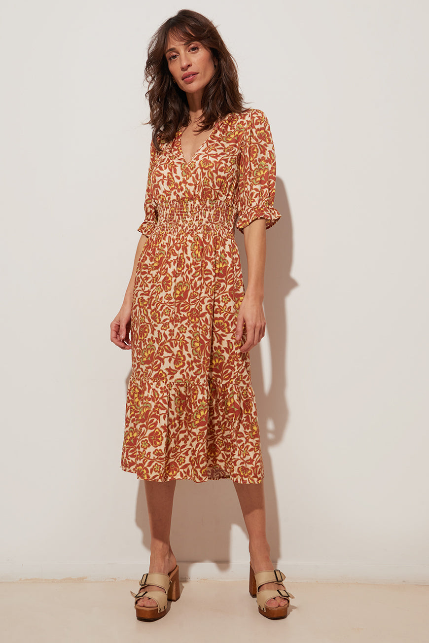 ROBE MIDI À VOLANTS LYSBETH