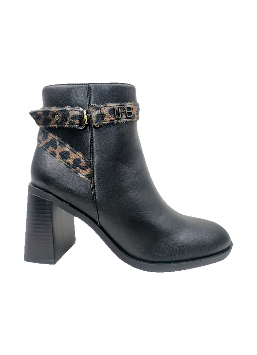 BOTTINES JAHINA NOIR / TAUPE LEO