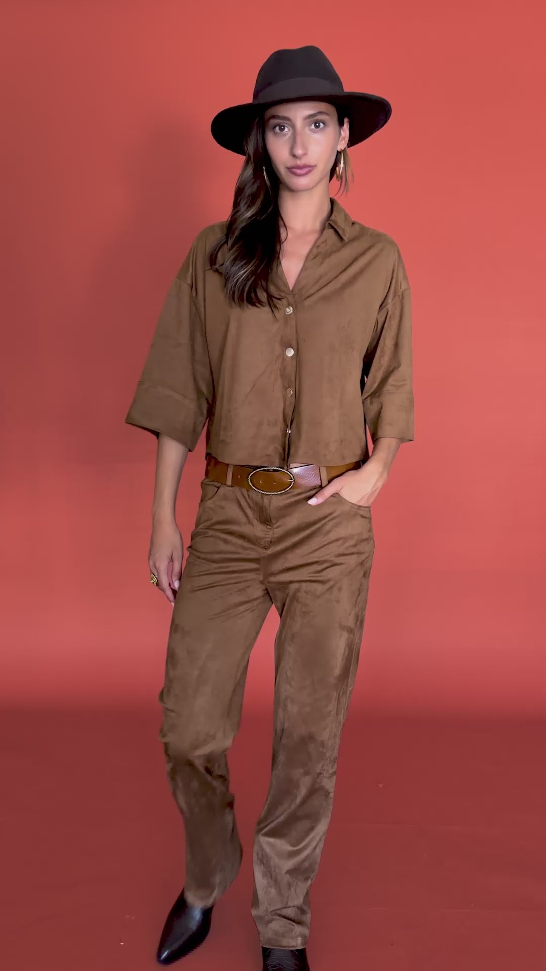 Chemise Naina brun et pantalon Perline brun