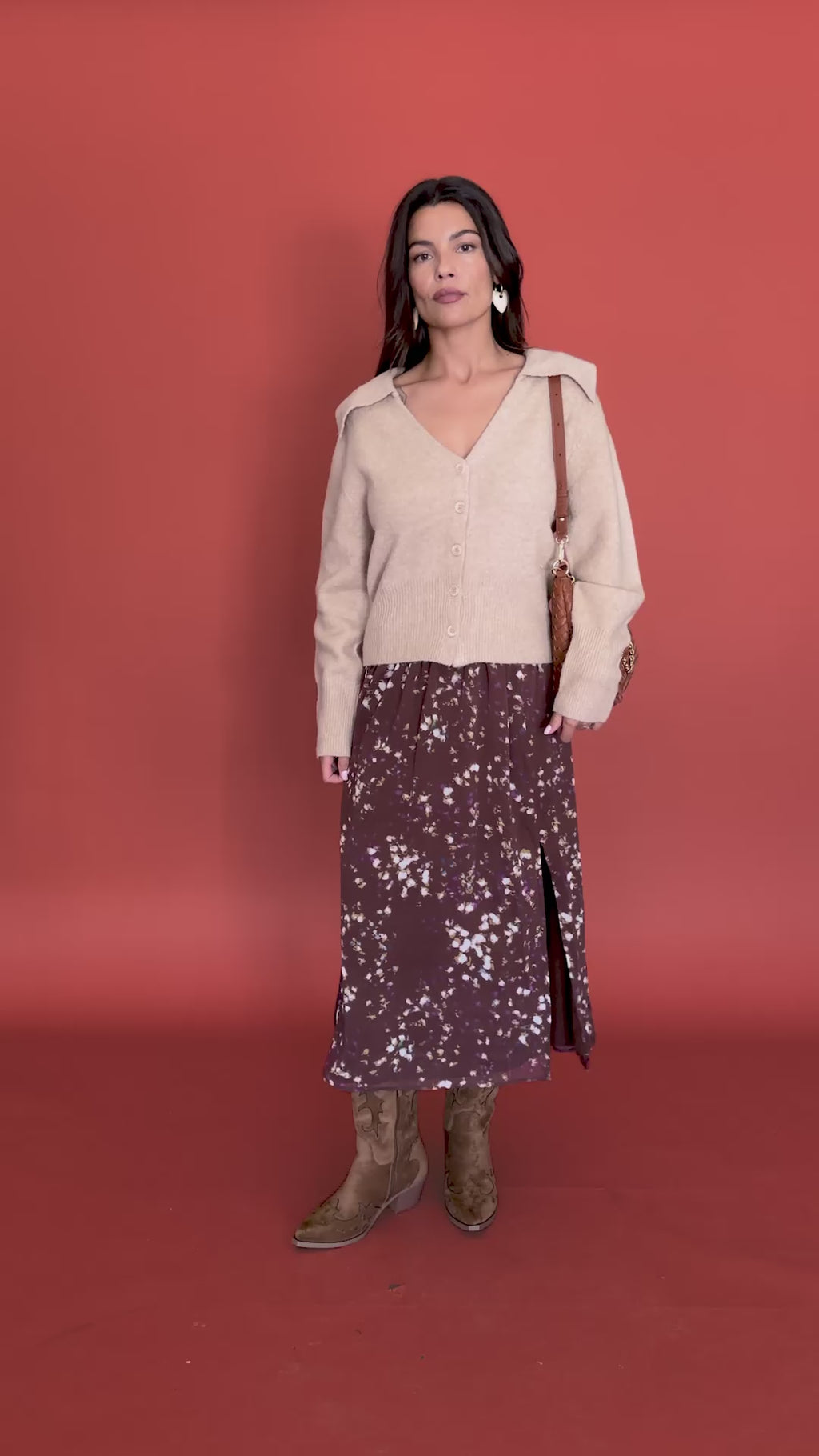 Gilet Pandiale beige et jupe Brendy print Art