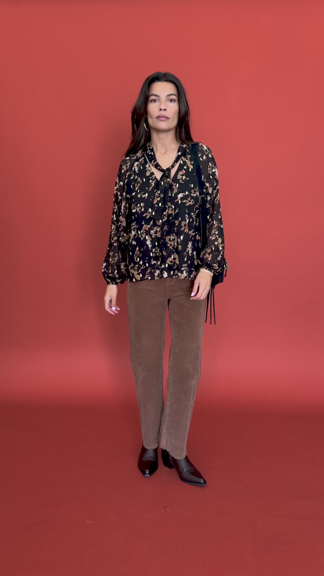 Blouse Phie print Bella et pantalon Paulina choco
