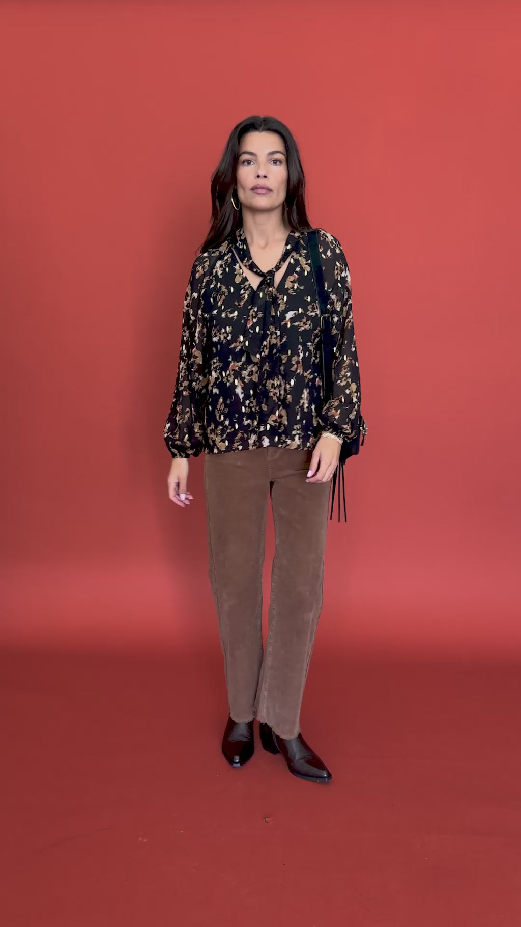 Blouse Phie print Bella et pantalon Paulina choco