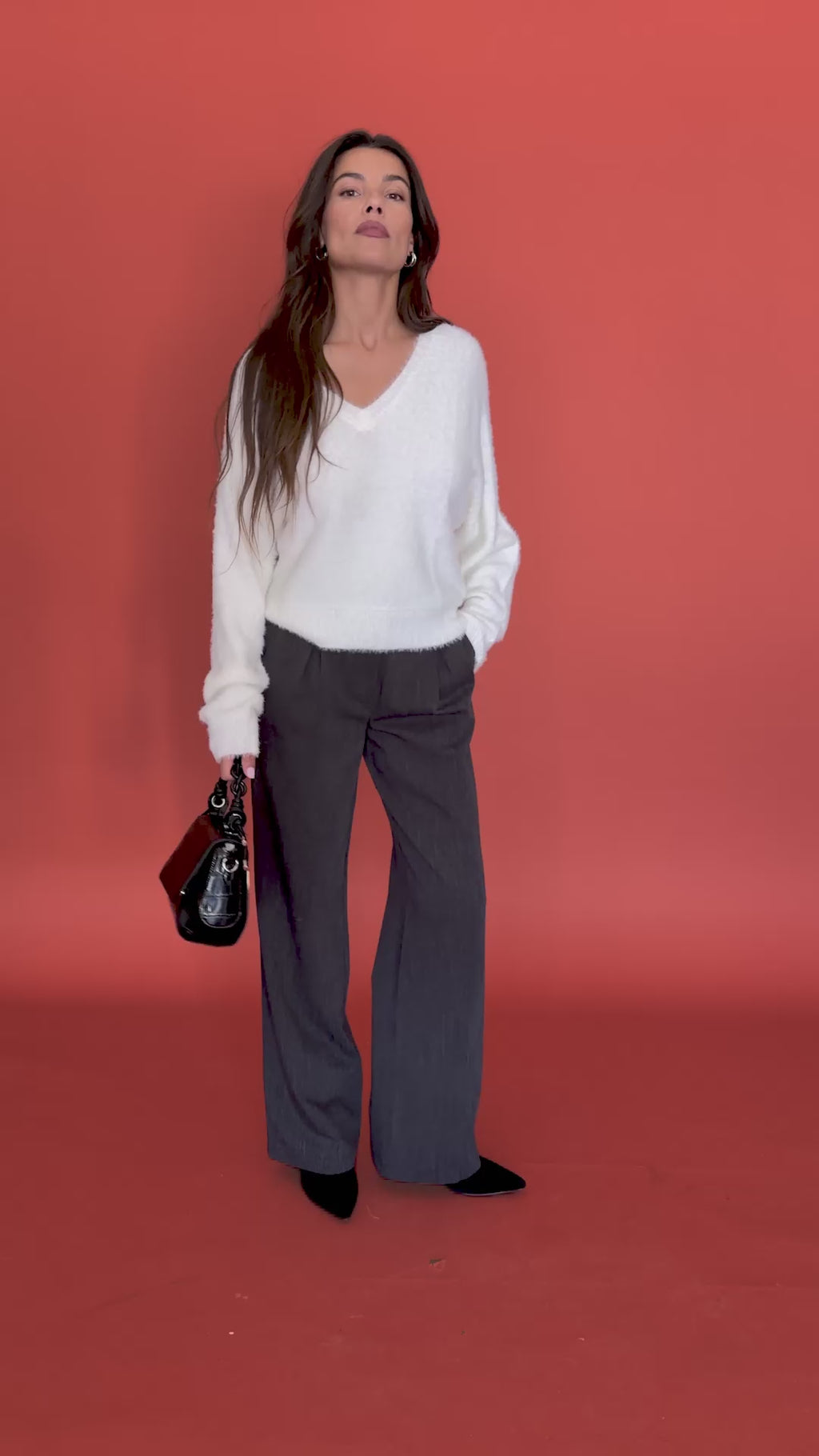 Pull Damiane craie et pantalon Gen anthracite