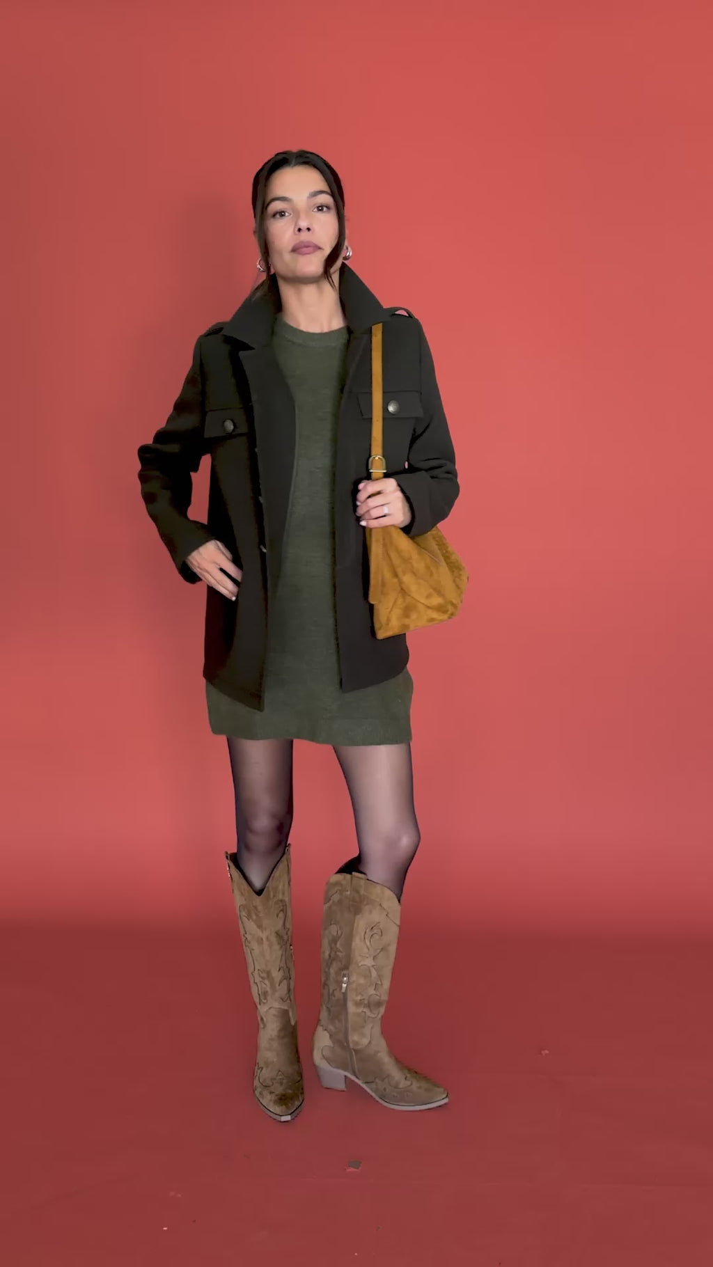 Manteau Provence kaki et robe Pearl kaki