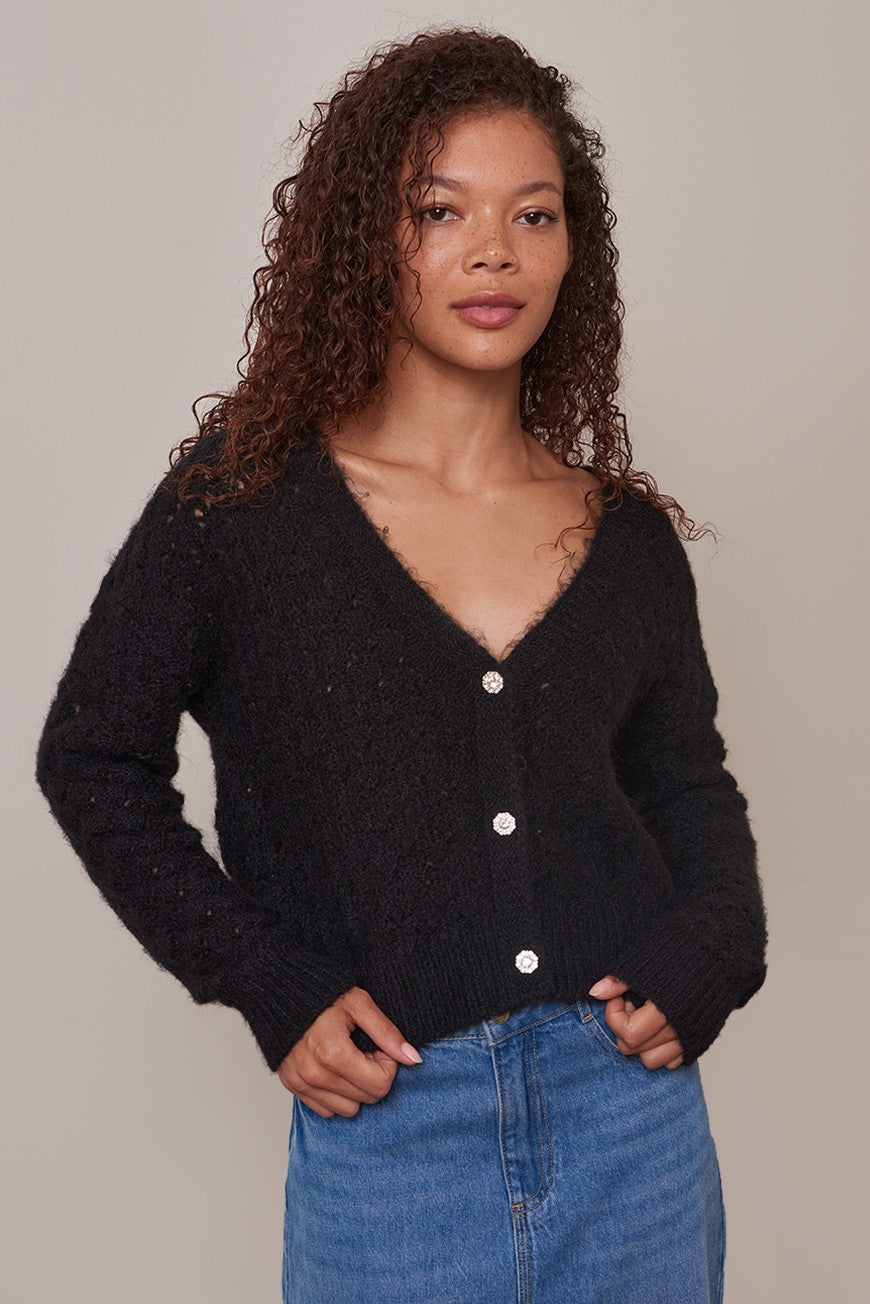 GILET MAILLE AJOUREE MEGHAN