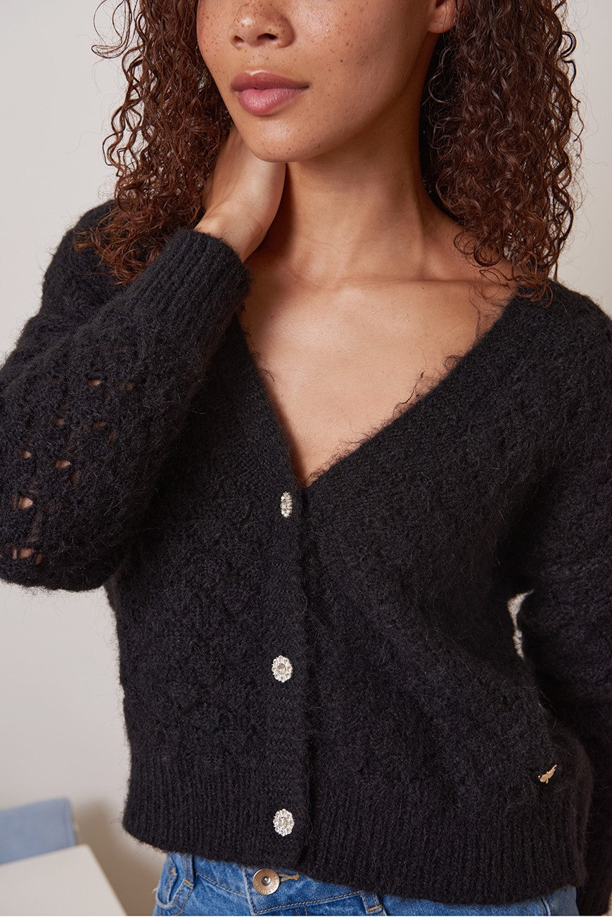 GILET MAILLE AJOUREE MEGHAN